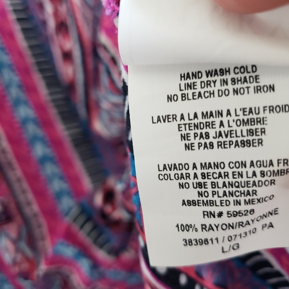 Lucky Brand aztec stripe pink scoop neck swim coverup - Picture 6 of 7